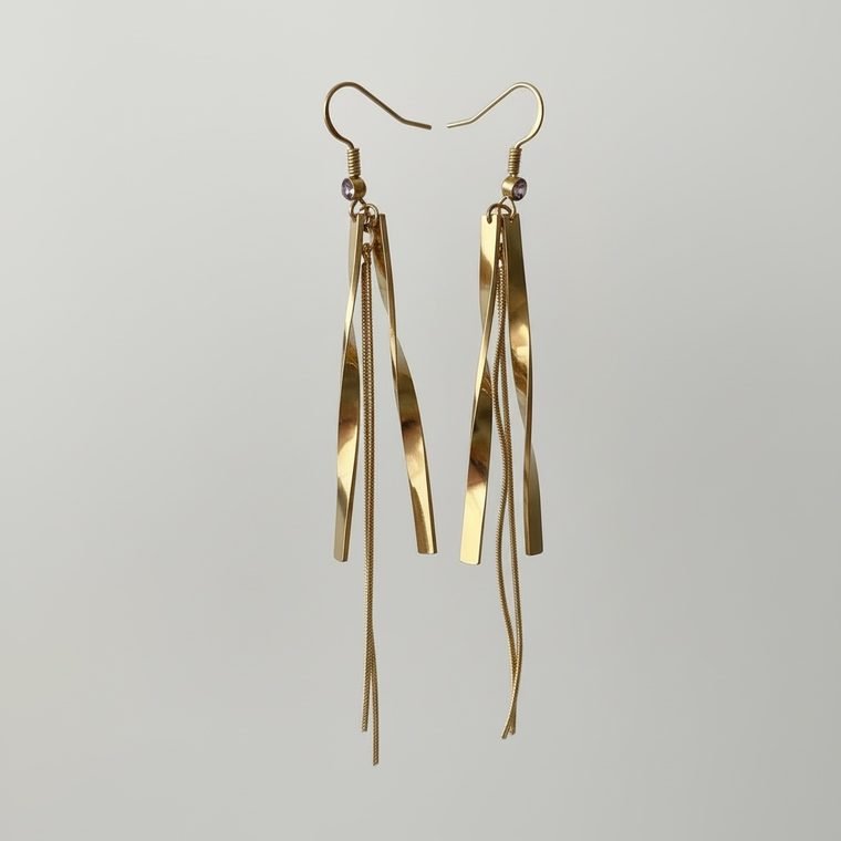 Barre Tassel Drops — gold plated bar and chain tassel drop earrings