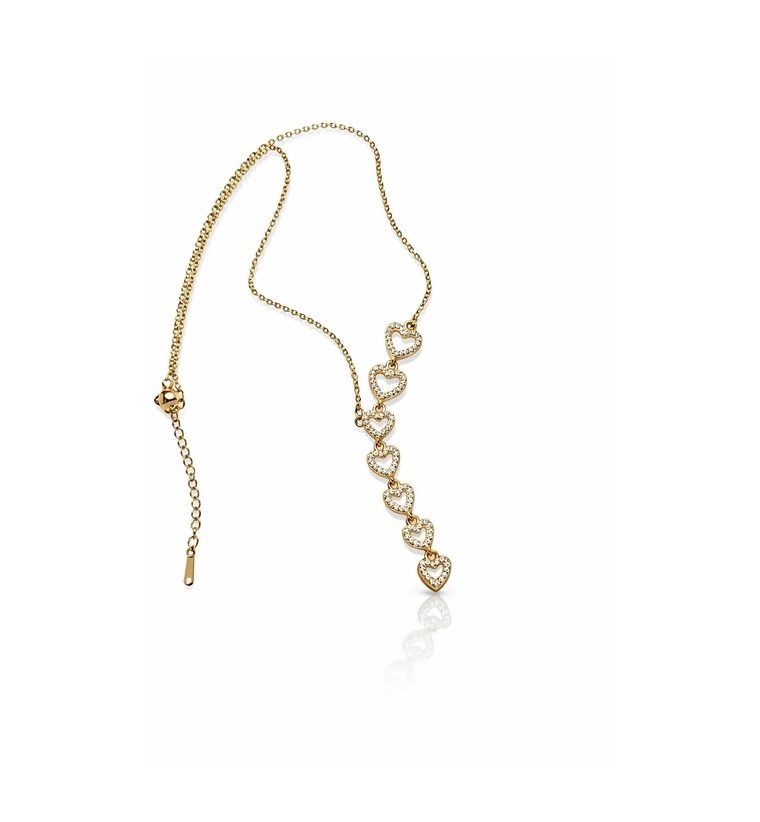 Cascade de Cœurs Lariat — gold plated lariat with pavé heart cascade