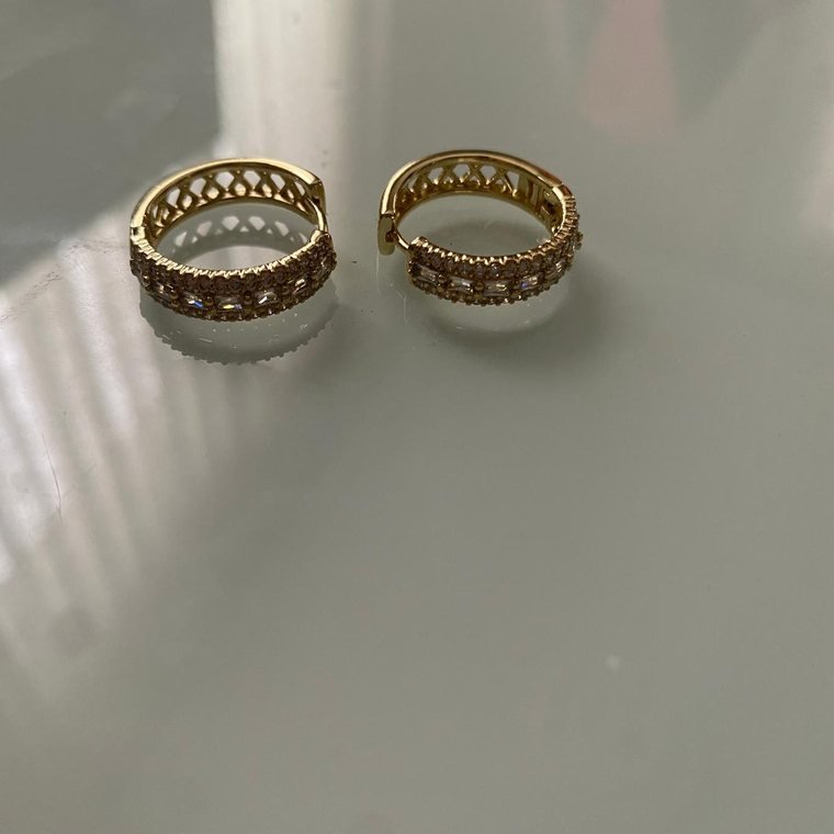Couronne Baguette Hoops — gold plated hoops with baguette crystals