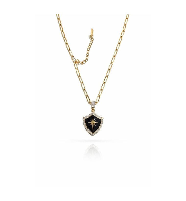 Cœur Noir Pendant — gold plated necklace with black enamel heart — alternate view