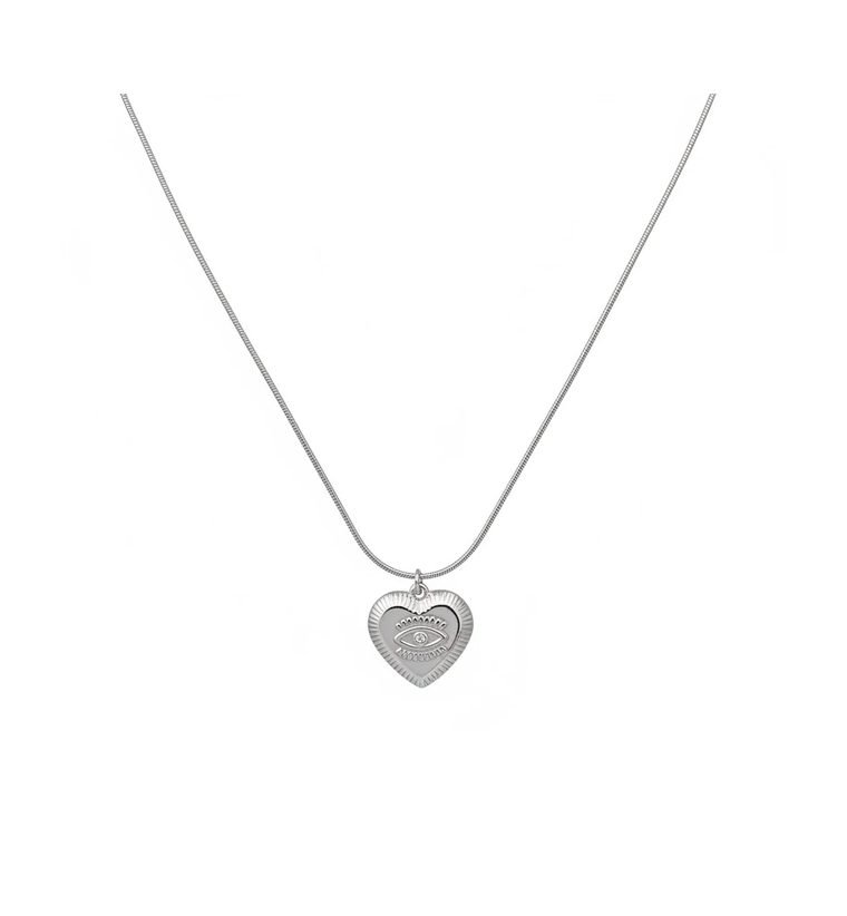 Cœur Pavé Pendant — silver-tone pavé heart necklace