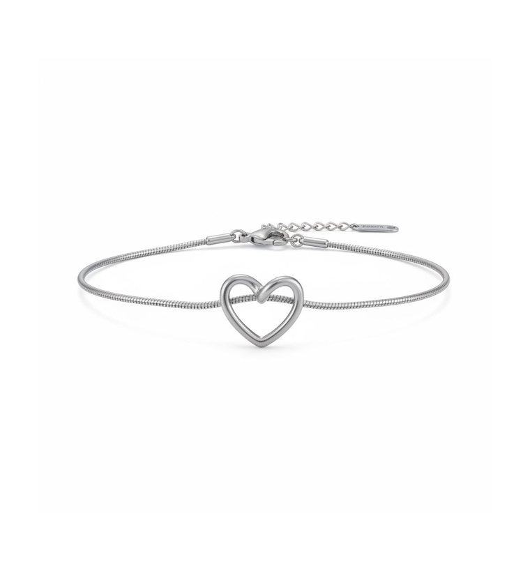 Cœur Serpentine — silver-tone snake chain bracelet with open heart
