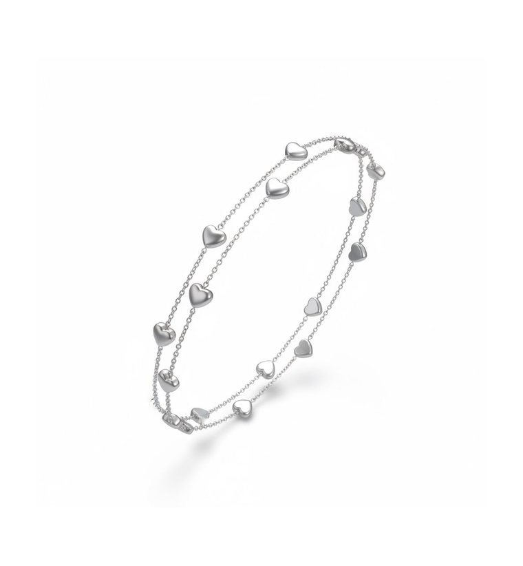 Cœurs Voie Lactée — silver-tone double chain bracelet with heart stations