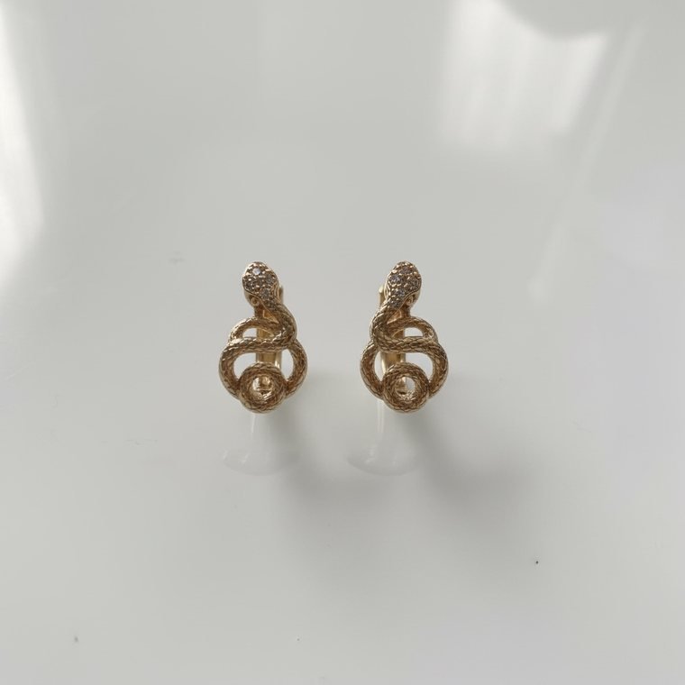 Serpent Huggies — gold plated snake earrings with pavé detail