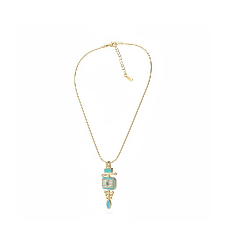 Turquoise Totem Pendant — gold plated necklace with turquoise crystal pendant